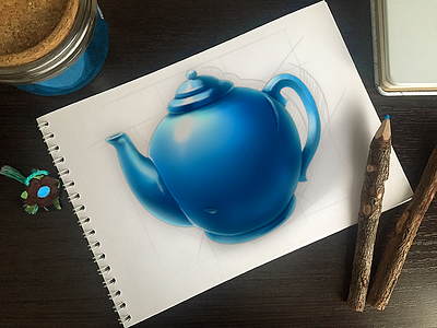 Teapot art color design drawing game graphic icon illustration painting paper