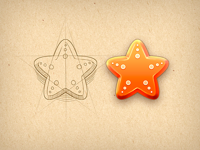The sea star - item for match-3 game art color design digital drawing game graphic icon illustration ui