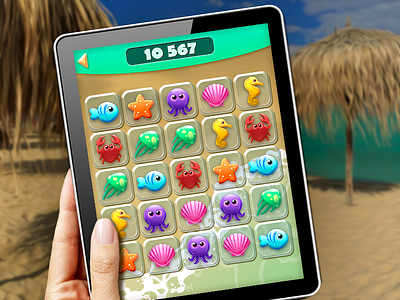 The Seashore game assets art color design digital drawing game graphic icon illustration slot ui