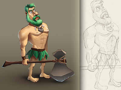Jack the caveman art character color concept design digital drawing game graphic illustration painting