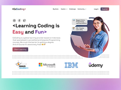 Website that provide programming course coding course landingpage programming ui uiux useninterface webdesign websitedesign