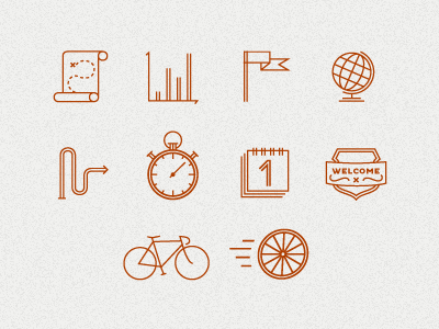Pictogram Drafts for App android app application bicycle bike clock detail globe gui icon illustration ios map pictogram route statistics ui