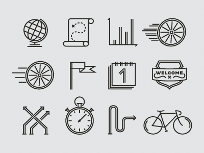 Pictogram Set – Final android app application arrow bicycle cloc cyclr flag globe gui ios map pictogram tracker ui urban