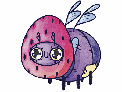 Strawberry Bug Sticker character design children illustration childrens illustration cute art design illustration procreate