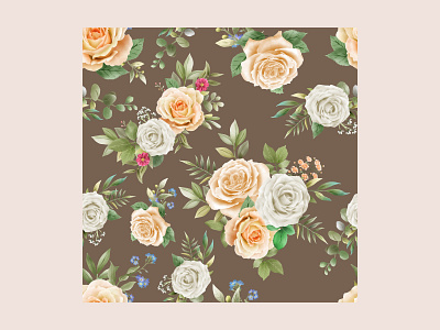 Romantic floral watercolor seamless pattern print