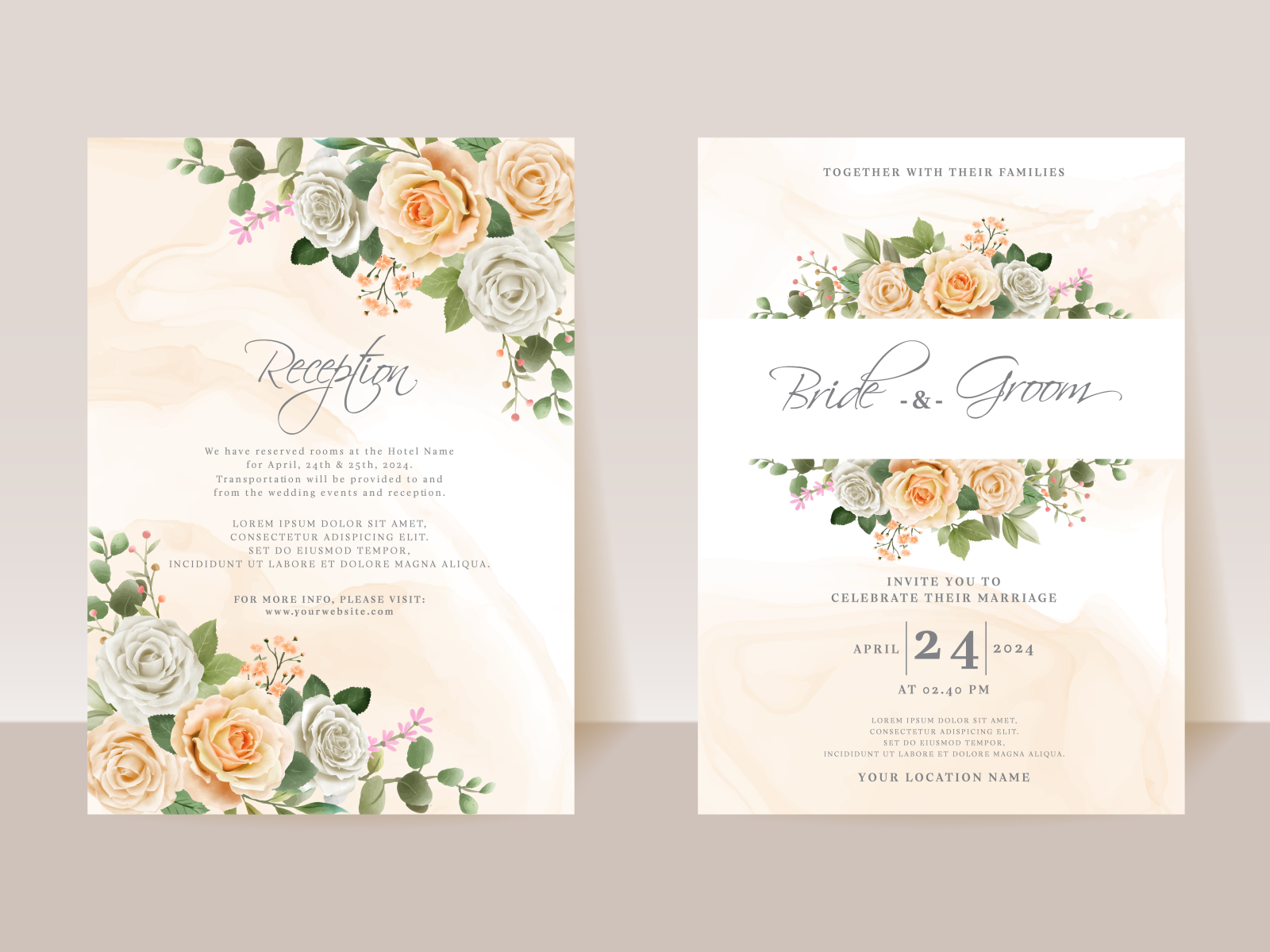 Romantic Floral Watercolor Wedding Invitation Card Set By Theresia Linda Odilia On Dribbble 