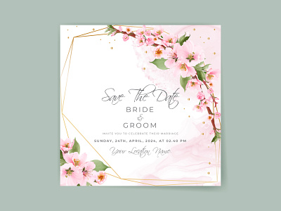 Beautiful soft pink cherry blossom wedding invitation card beautiful