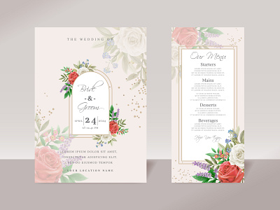 White and Red Roses Wedding Invitations spring