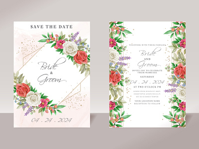 White and Red Roses Wedding Invitations spring