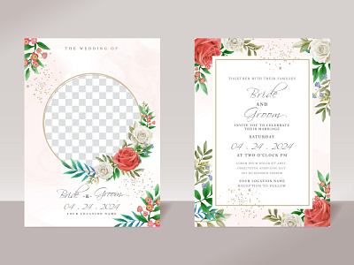 White and Red Roses Wedding Invitations spring