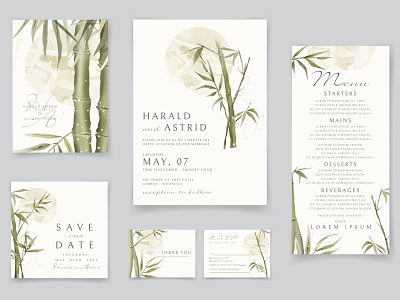 Wedding Invitations Bamboo Illustration spring