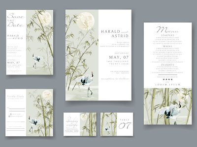 Wedding Invitations Bamboo Illustration spring