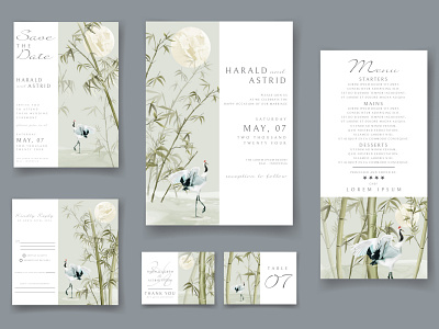 Wedding Invitations Bamboo Illustration