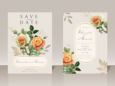 Beautiful Hand Drawn Roses Wedding Invitation Card poster