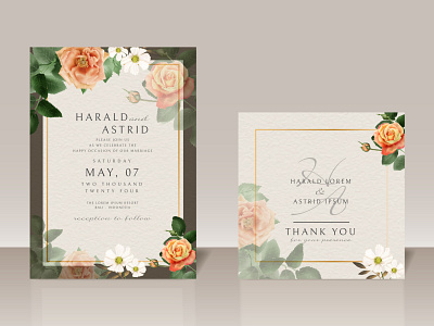 Beautiful Hand Drawn Roses Wedding Invitation Card poster