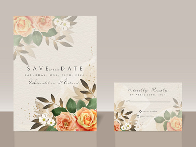 Beautiful Hand Drawn Roses Wedding Invitation Card poster