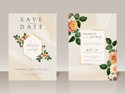 Beautiful Hand Drawn Roses Wedding Invitation Card poster