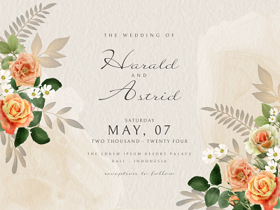 Beautiful Hand Drawn Roses Wedding Invitation Card poster