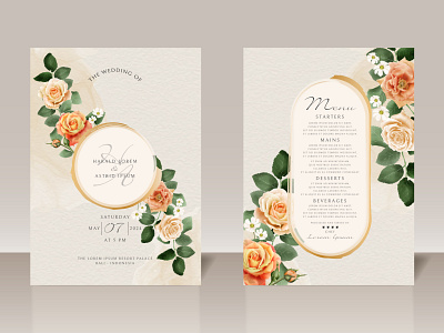 Beautiful Hand Drawn Roses Wedding Invitation Card poster