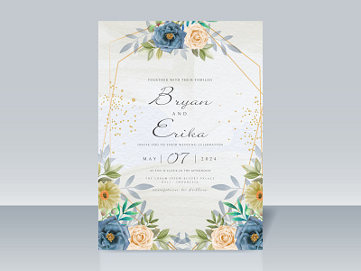 Beautiful floral wedding invitation card border