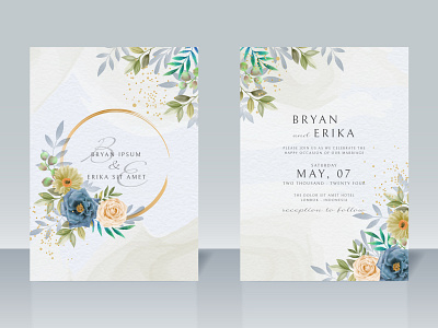 Beautiful floral wedding invitation card