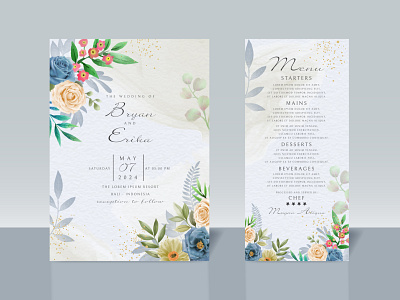 Beautiful floral wedding invitation card border