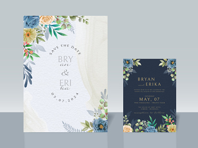 Beautiful floral wedding invitation card