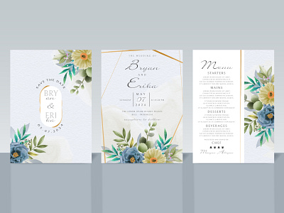 Beautiful floral wedding invitation card border