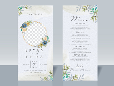 Beautiful floral wedding invitation card border