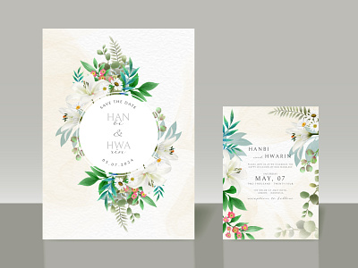 Greenery floral wedding invitation card decorative