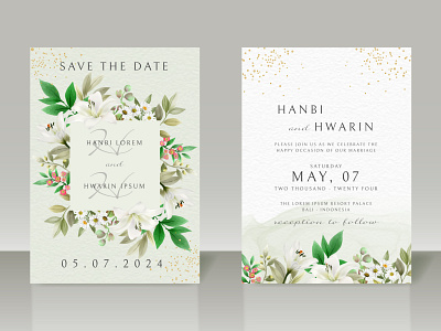 Greenery floral wedding invitation card decorative