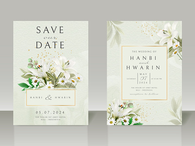 Greenery floral wedding invitation card decorative