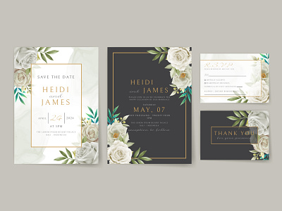 Elegant wedding invitation white flowers design nature