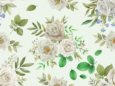 Elegant seamless pattern white flowers design blossom