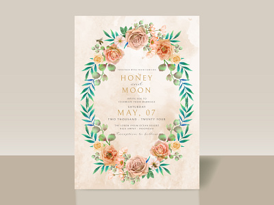 Beautiful floral and bees wedding invitation card element