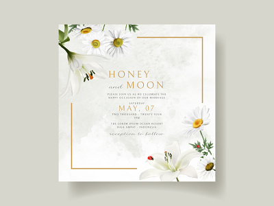 Beautiful floral and ladybugs wedding invitation card blossom