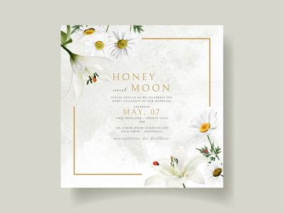 Beautiful floral and ladybugs wedding invitation card