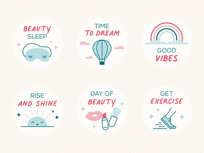 Self Care Stickers beauty dream hot air balloon positive rainbow self-care stickers sunshine vibes