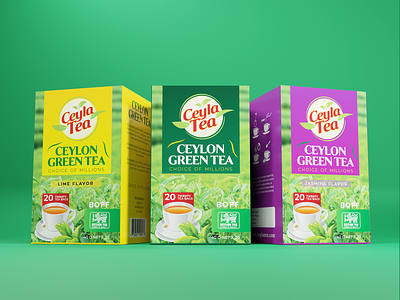 Ceylon Green Tea Label box design branding ceylon ceylon tea design graphic design illustration label label design packaging packaging design product label tea