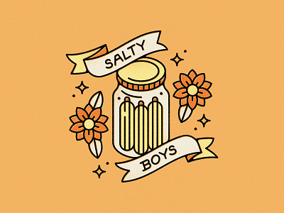 Salty Boys american traditional banner flower jar pickles pickling tattoo