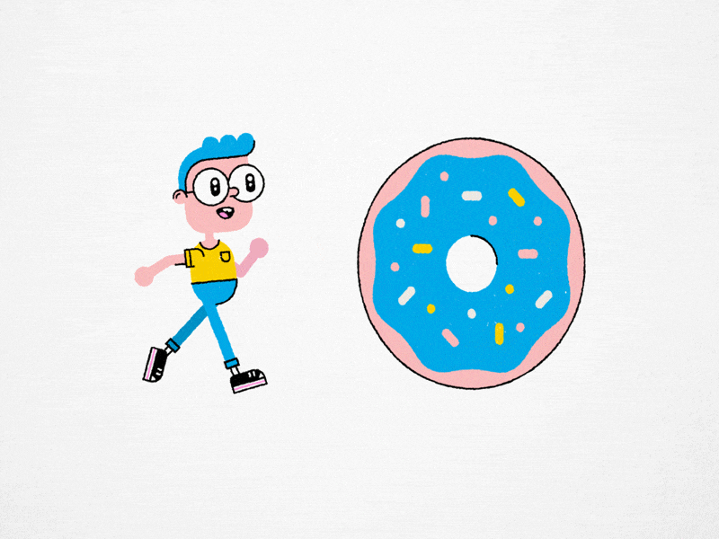 The Donut Man boy cartoon donut doughnut funny goofy man obsession run run cycle sprinkles