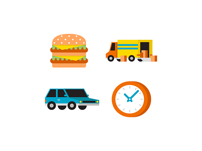 Moving Illustrations car clock hamburger moving truck