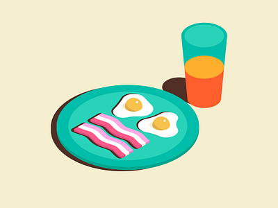 Bacon & Eggs bacon breakfast eggs isometric juice orange