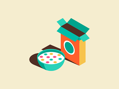 Cereal bowl box cereal illustration isometric