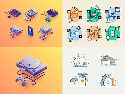 2018 console game gradient icon isometric