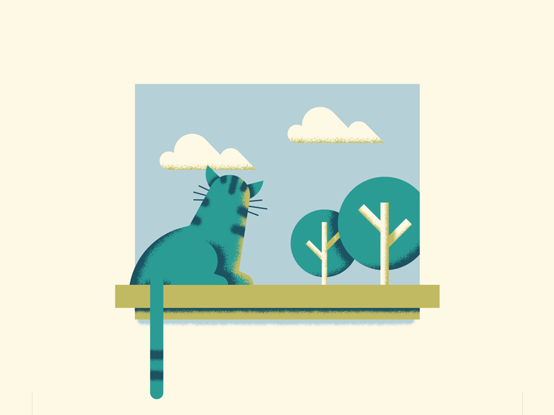 Window cat cloud gif tree window