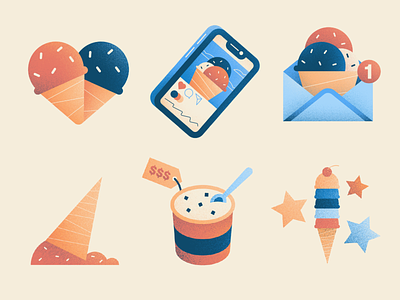 Ice Cream Illustrations ice cream ice cream cone icon icons mail phone scoop spoon