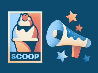 Ice Cream Campaign campaign ice cream ice cream cone megaphone poster scoop texture texture brushes