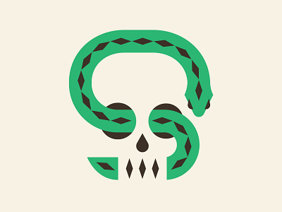 Skulls n' snakes diamond illustration logo minimal negative space skull snake