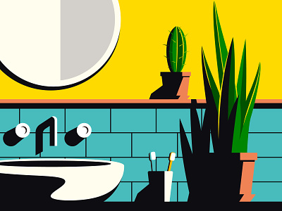 Cacti bathroom cacti cactus illustration plant succulent vector